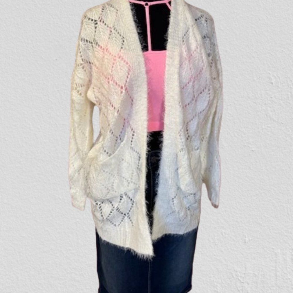 Promesa Fuzzy Diamond Detailed Cardigan  4272    Medium/Large  NWT Boutique